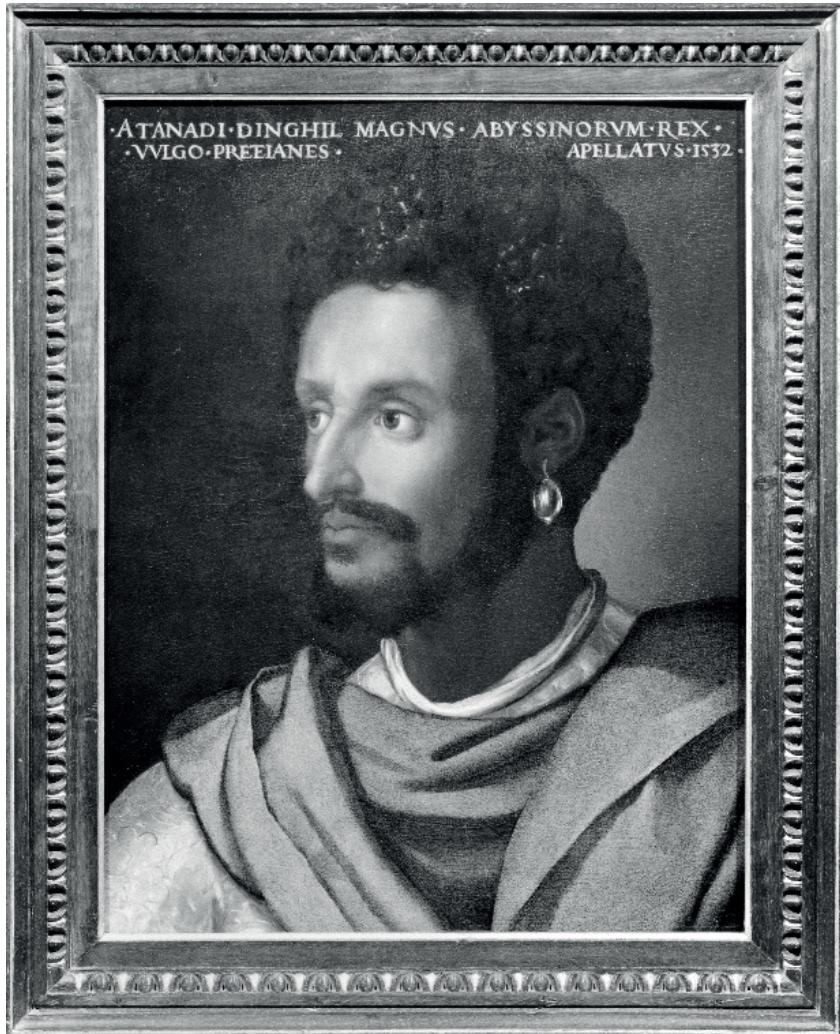 Fig. 3: Cristofano dell’Altissimo, portrait of King Lebnä Dengel, c. 1552–68, Galleria degli Uffizi, Florence.