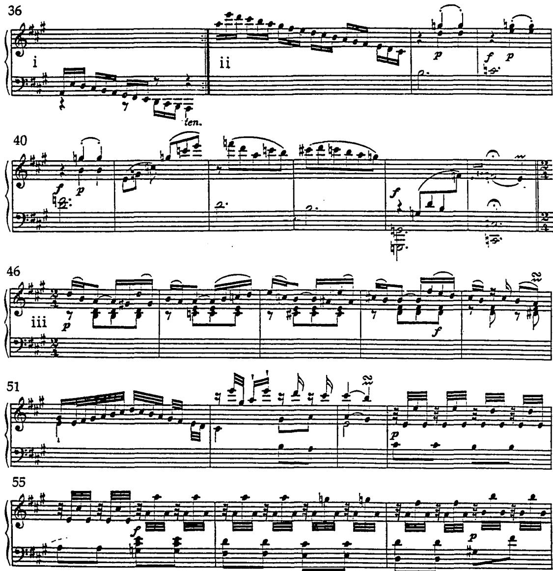 Example 6. Sonata in A, H. 270 (1780), i&ndash;>ii&ndash;>iii.