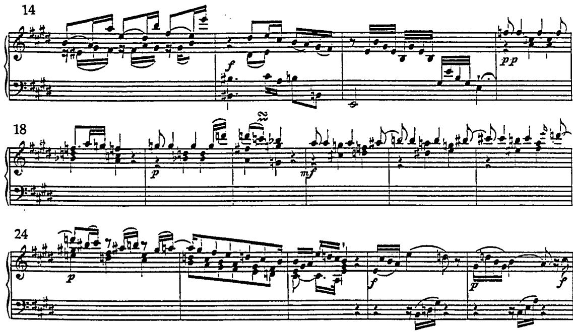 Example 10. Sonata in e/E, H. 282 (1784), iii/14-28.