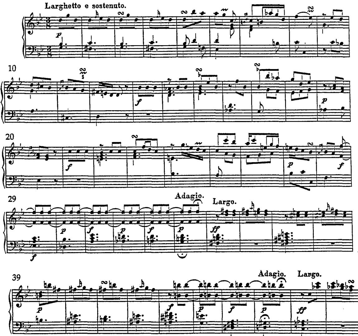 Example 13. Sonata in G/g/E, H. 273 (1781), ii, iii/1-8