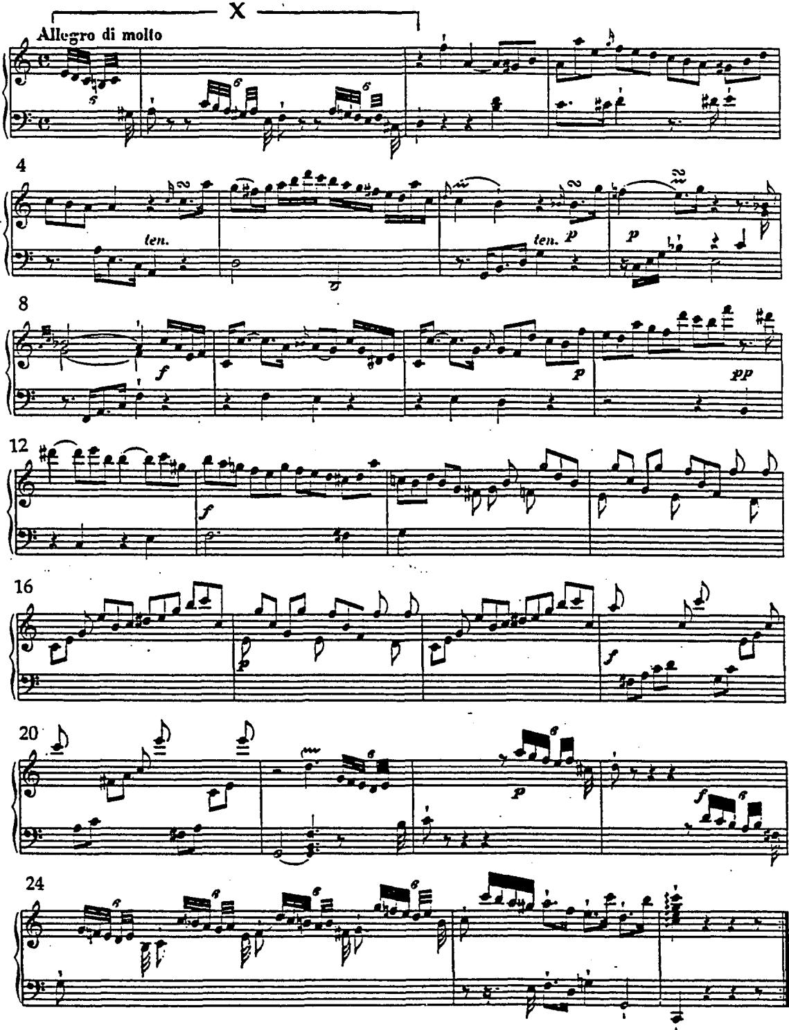 Example 25. Sonata in a, H. 247 (1774), iii/1-26.