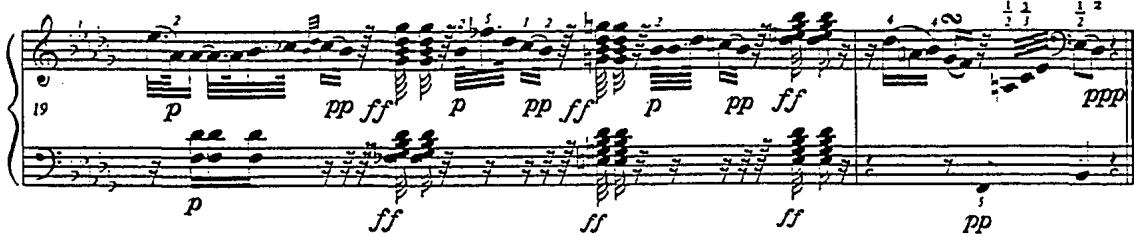 Example 31. Sonata in E-flat, b-flat, F, H. 74 (1753), ii/19-20.
