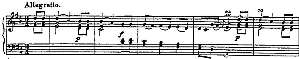 Example 5. Rondo in D, H. 261 (1778), mm. 0 $^{3}$ -8.