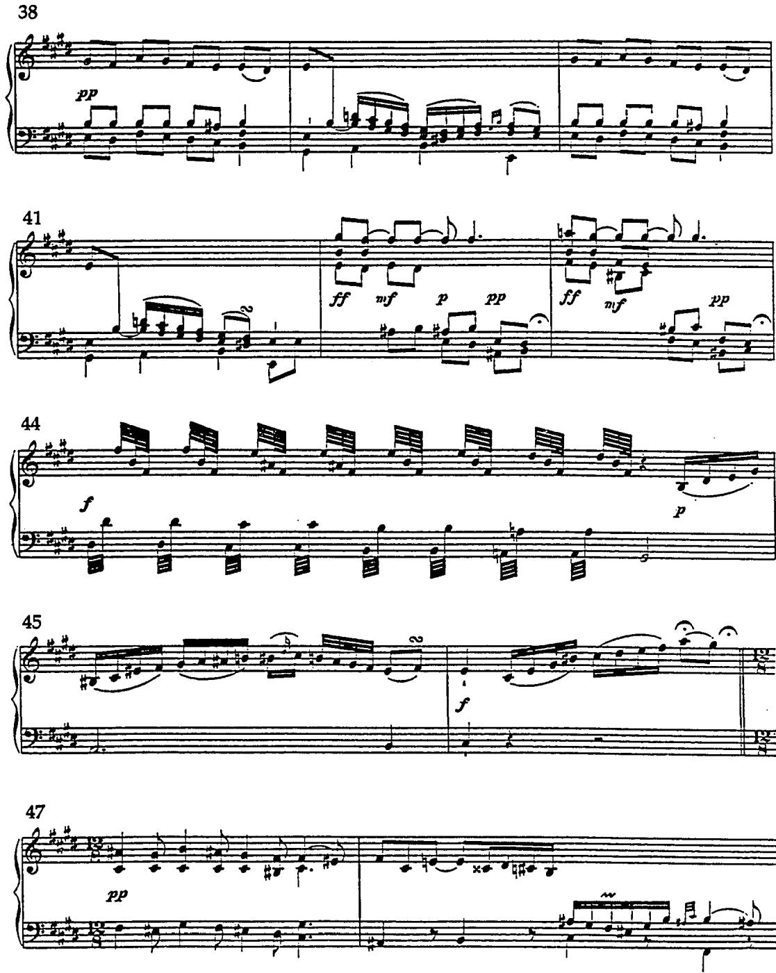 Example 16. Rondo in E, H. 265 (1779), mm. 38-48.