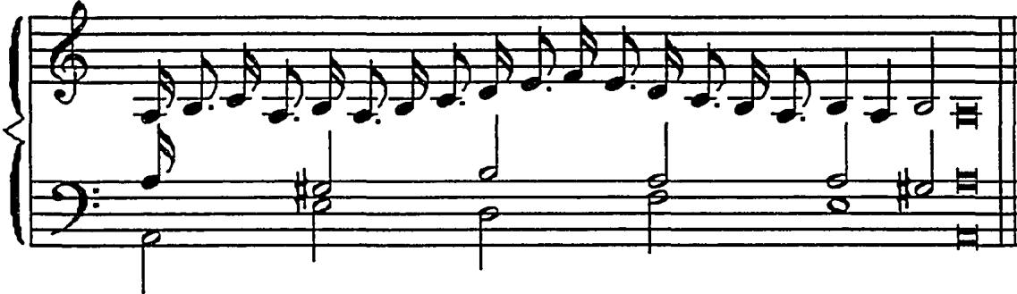 Example 4.3: Sancta Maria&rsquo;s second possible alternation of successive eighth-notes.
