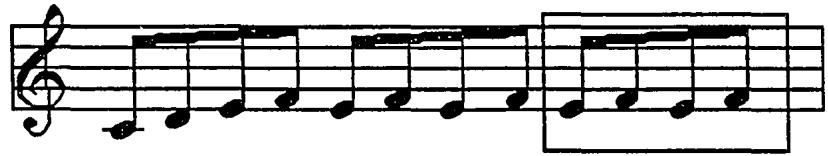 Example 5.2A: Possible interpretation of right-hand quiebro with longest finger assumed to be thumb. $^{227}$；The ornament derived from a literal interpretation of Venegas&rsquo;s