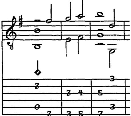 Pujol # 2, compás 31- 33. Book One, fol. 2 $^{r}$ . Chantarelle edition 27.