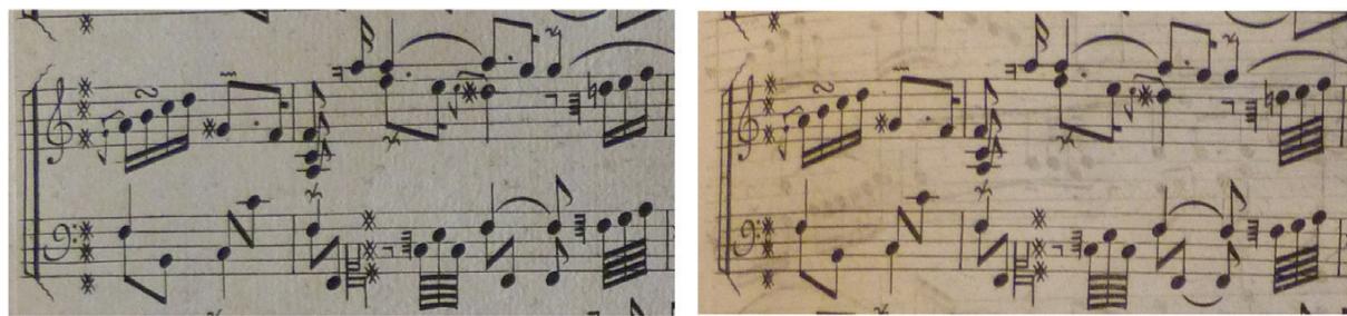 5 Couperin, ‘La Raphaéle’, p.23, bars 21–2: (a) 17171 (Paris, Bibliothèque de l’Arsenal, m. 365); (b) 17172 (Bologna, Museo Internazionale e Biblioteca della Musica, ee.149)