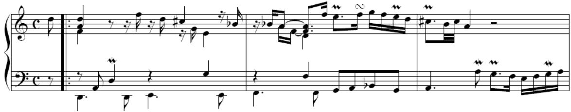 Figura 3.1: La Flamande, fragment (compassos 1-3)