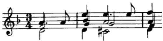 Figura 3.6: Sonata I, 1r mov: Adagio , compassos 1-4；Figura 3.7: Partita nº2 per a violí de J.S.Bach, Chaconne, compassos 1-3