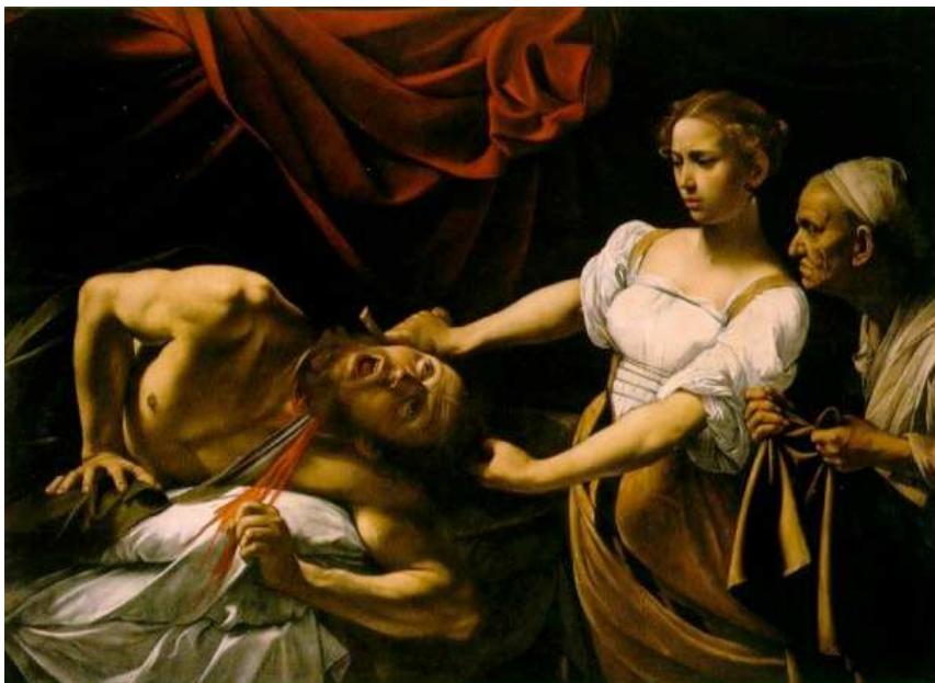 Figura 3.15: Judith i Holofernes de Caravaggio (1599), La Galleria Nazionale d&rsquo;Arte Antica, Palazzo Barberini (Roma).