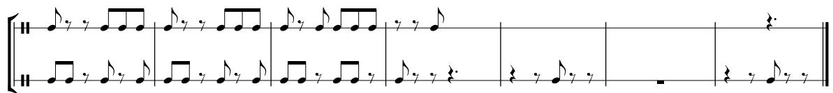 Beispiel 8: Höraufgabe zu The Rumble aus West Side Story von Leonard Bernstein (T. 1–12)