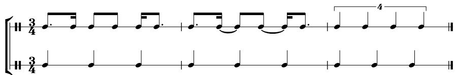 Beispiel 11: Übung für den Polyrhythmus 4:3