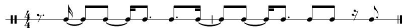 Beispiel 12: Transkription der Rhythmen der Voicings des Songs »Cosmic Girl« von Jamiroquai