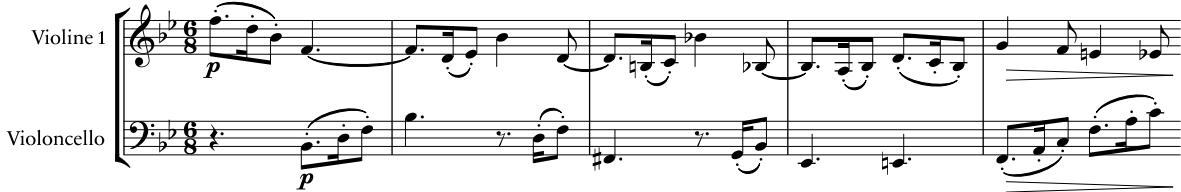 Beispiel 16: Ausschnitt einer Blattspielübung, nach Johannes Brahms’ Variationen über ein Thema von Haydn op. 56a, Variation Nr. 712