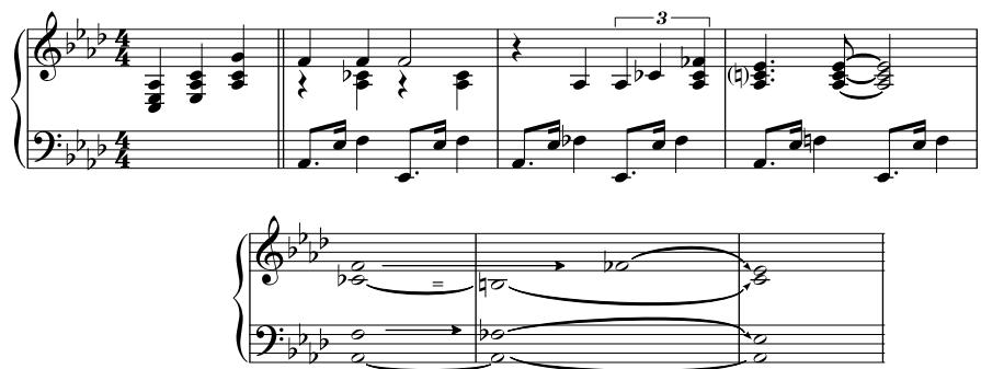 Example 2: Voice leading in mm. 1–3