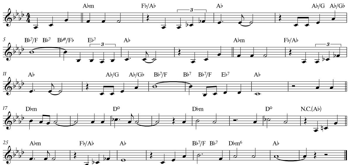 Example 3: Lead sheet translation of the published version of Kurt Weill’s song