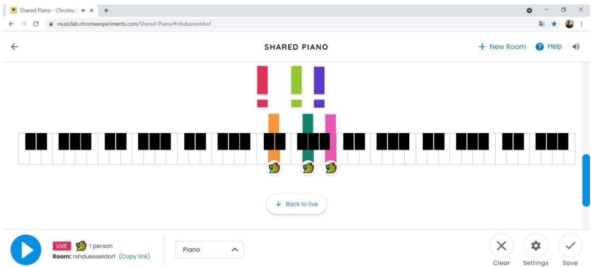 Figure 3: Screenshot from SharedPiano, a collaborative keyboard application from Chrome Music Lab
