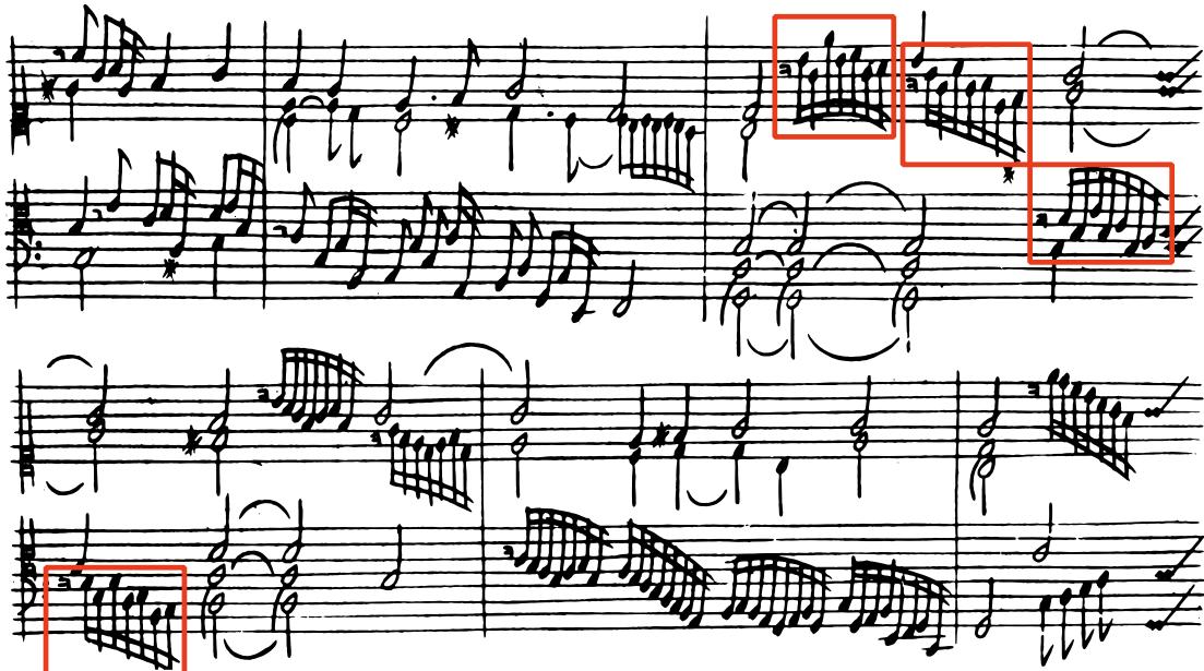 Beispiel 6: Girolamo Frescobaldi, Primo libro di toccate, Toccata Quinta (S. 16, T. 27–32)