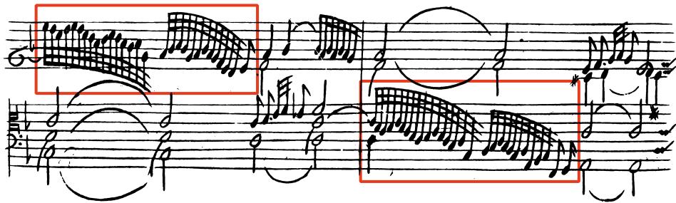 Beispiel 15: Girolami Frescobaldi, Primo libro di toccate, Toccata Quarta (S. 11, T. 17–20)