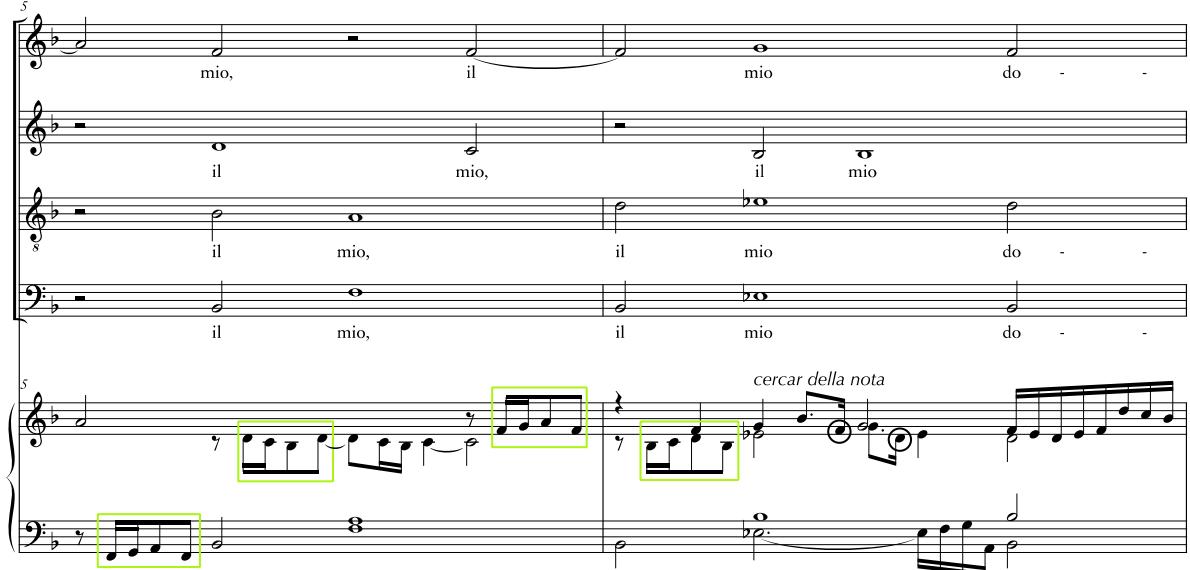 Beispiel 19: Passagiato-Version von Jacques Arcadelts Madrigal Se vi piace signora (Fortsetzung auf nächster Seite)