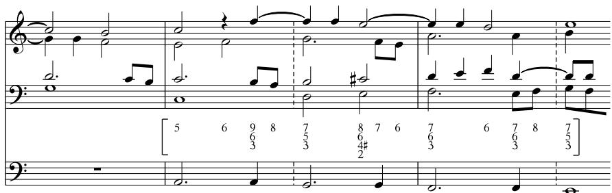 Beispiel 23: Matthias Weckmann, O Lux Beata Trinitas, Vers 6, T. 13–17