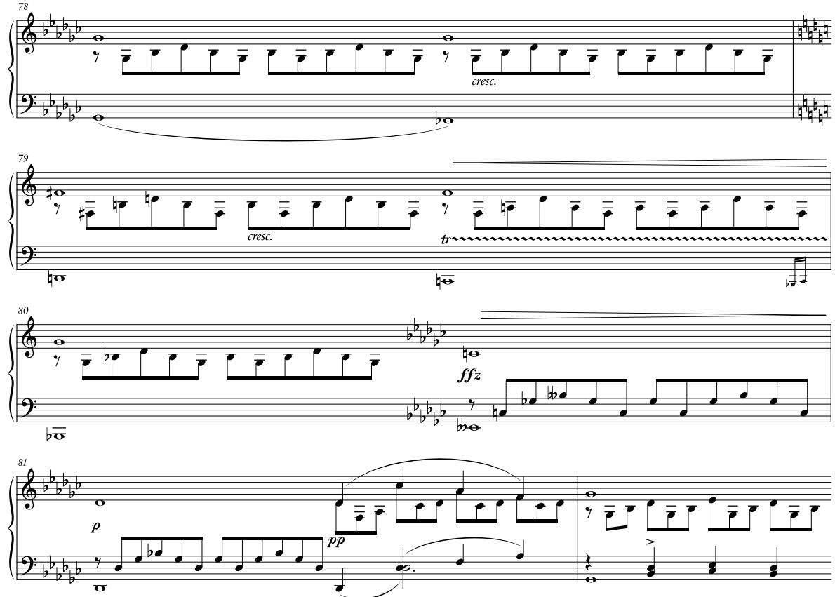 Abbildung 1: Franz Schubert, Impromptu Ges-Dur op. 90 Nr. 3, T. 78–82