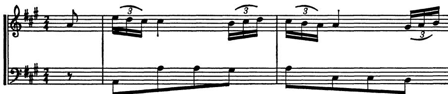 Ex. 3 T. Vincent, Lesson in A, Op. 2, No. 6, Con spirito, mm. 1-2