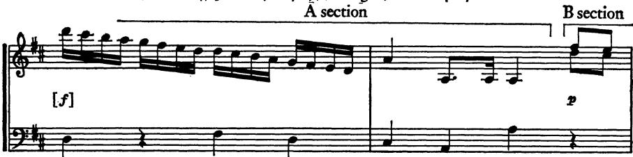 Ex. 11b F. Bambini, Sonata #3 in D (c. 1769), Allegro, mm. 14-17
A section