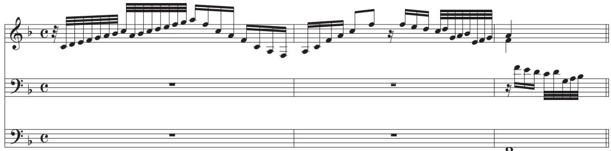 Figure 6 – Buxtehude, Toccata en fa majeur, BuxWV 156, mes. 1-3.