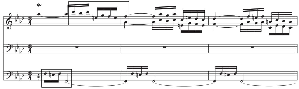 Figure 21 – Bach, Prélude et fugue en fa mineur, BWV 534, mes. 1-3.Score