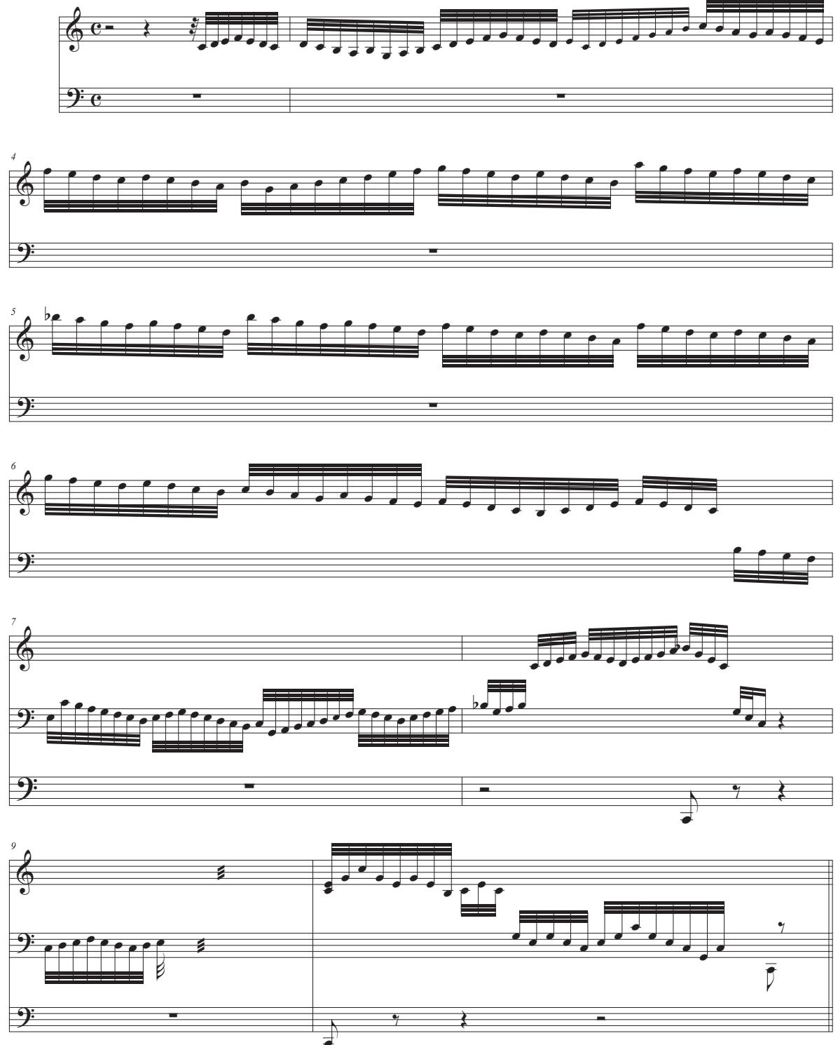 Figure 24 – Bach, Toccata, adagio et fugue en do majeur, BWV 564, mes. 3-13.