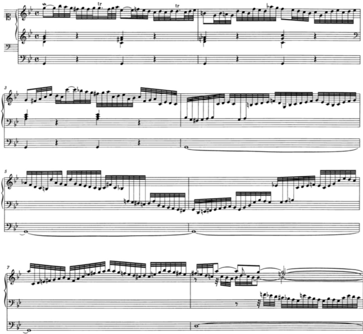Figure 26 – Bach, Fantaisie et fugue en sol mineur, BWV 542, mes. 1-8.