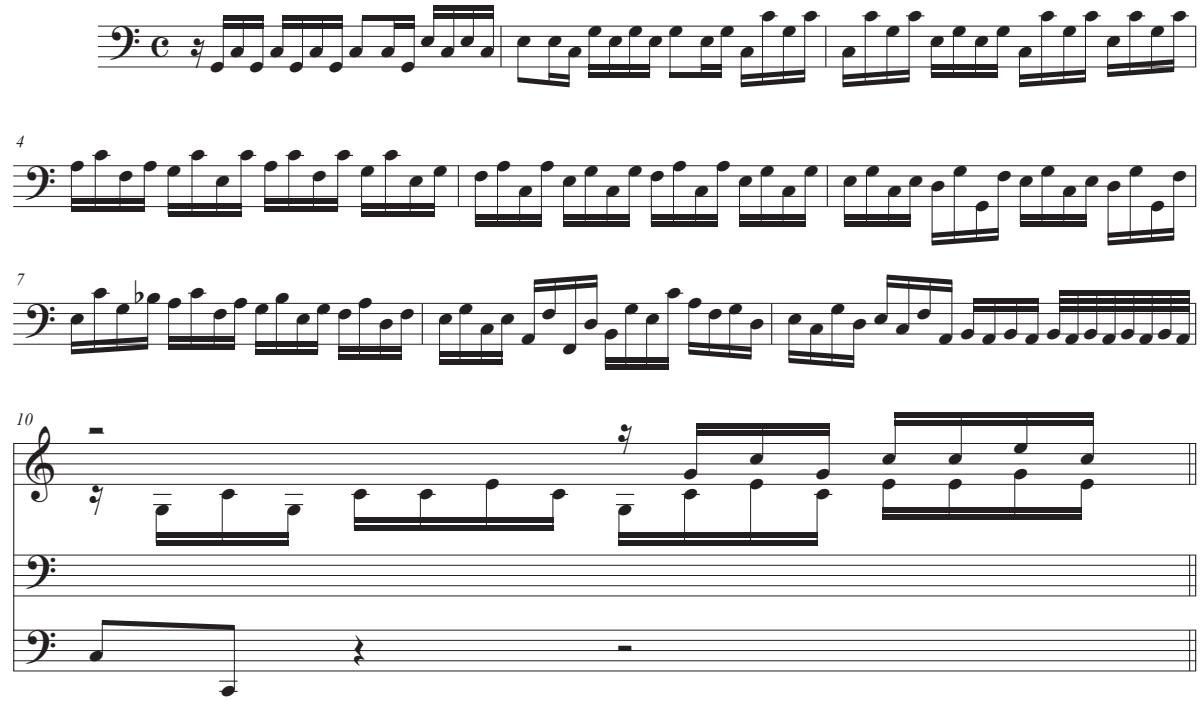 Figure 26 – Bach, Prélude et fugue en do majeur, BWV 531, mes. 1-10.