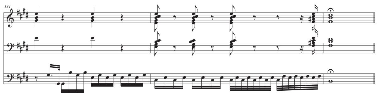 Figure 30 – Bach, Toccata et fugue en mi majeur, BWV 566, mes. 123-133.