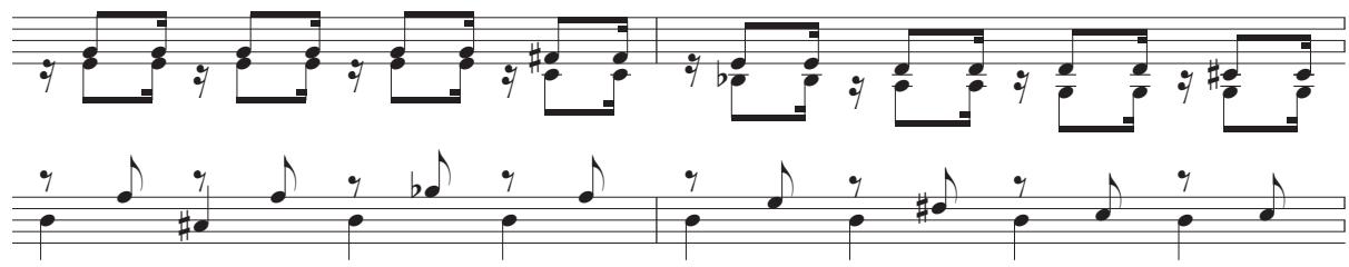 Figure 34 – Buxtehude, Toccata en ré mineur, BuxWV 155, mes. 24-26.；Figure 35 – Buxtehude, Praeludium en sol mineur, BuxWV 163 , mes. 110-111.