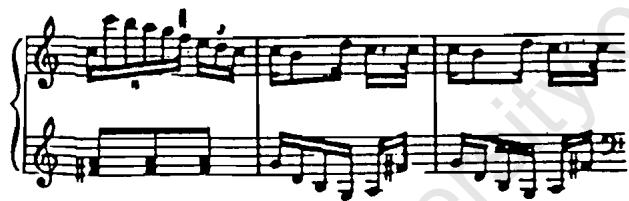 Example 12c: A. Soler, Sonata, R. 43, bb. 12 - 13: (gliding third)