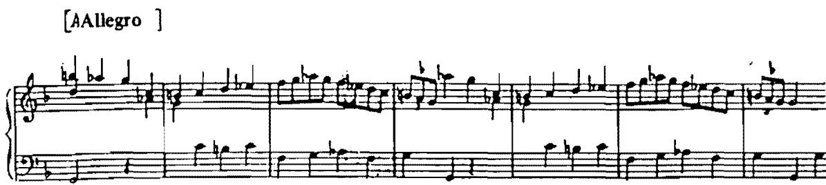 Example 14a: A. Soler, Sonata, R. .5, bb. 14 - 20: (augmented seconds)