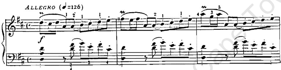 Example 16d: D. Scarlatti, Sonata, K. 460, bb. 1 - 6: (guitar)