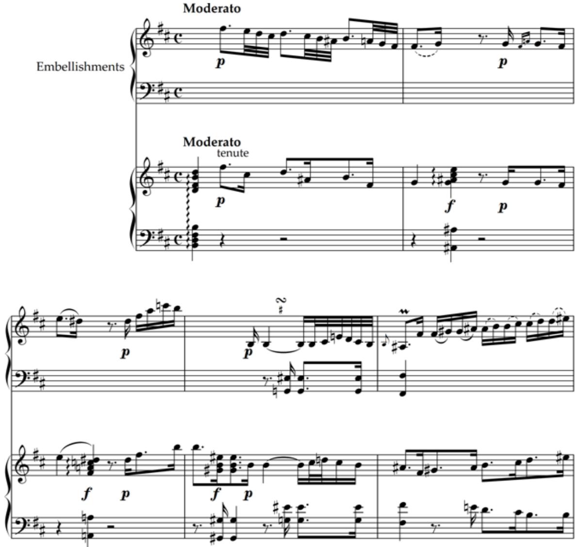 are practically fantasias; in these sonatas their movements succeed one another in a continuous manner, emulating multisectional fantasias. $^{38}$ They include the Sonata in G major (Wq. 56/2, 1774), Sonata in F major (Wq. 56/4, 1780), Sonata in A major (Wq. 56/6, 1780), Sonata in E minor (Wq. 59/1, 1784), Sonata in D major (Wq. 61/2, 1785), and Sonata in E minor (Wq. 61/5,