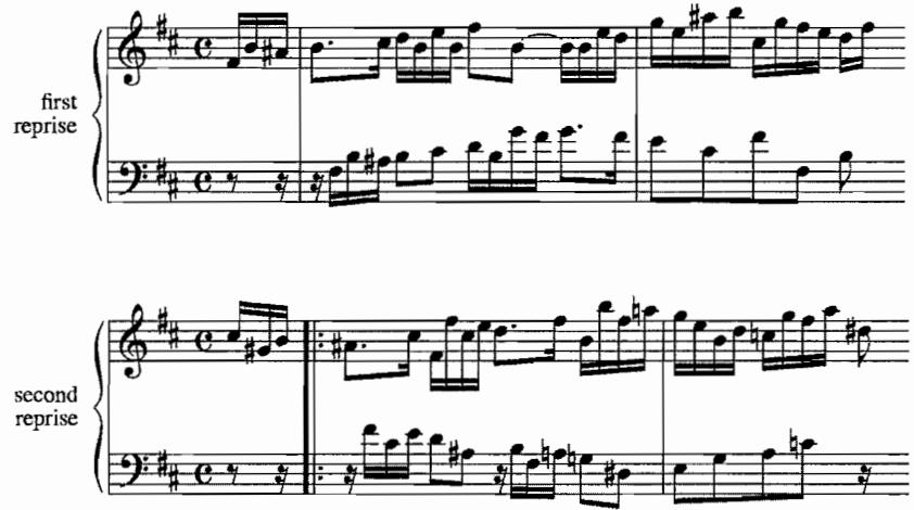 Example 1.2. Implicit inversion; Allemande, French Suite in B minor