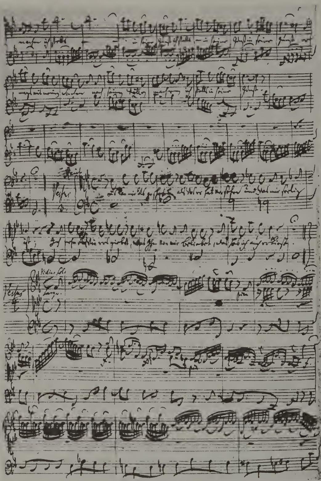 PLATE 16. Autograph score, New York Public Library (NYPL), f. 5 $^{r}$ : BWV 97/1, mm. 71-96; 97/3; 97/4, mm. 1-9a