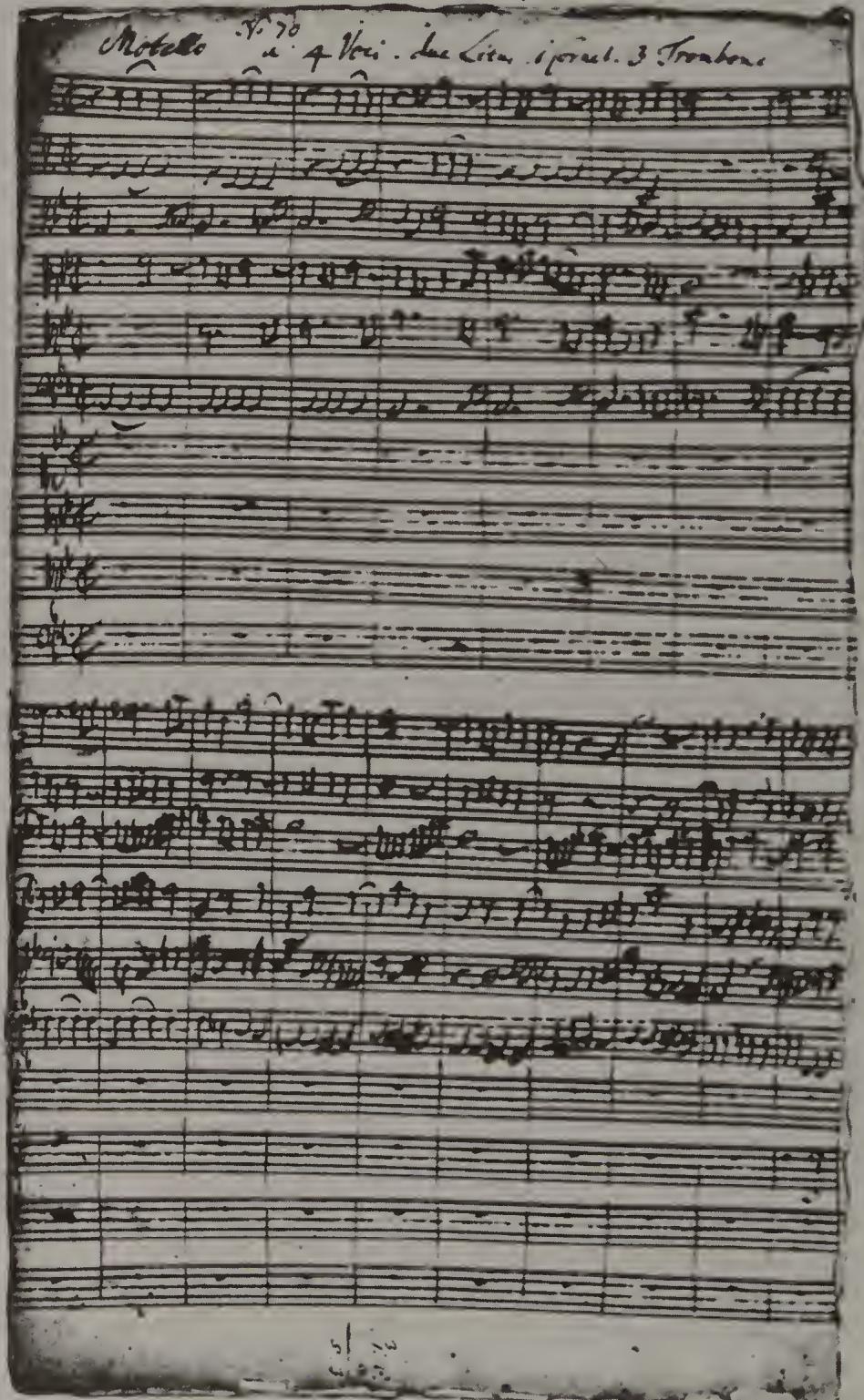 PLATE 20. Autograph score, Scheide Collection, f. 1 $^{r}$ : BWV 118 $^{1}$ , mm. 1-18
