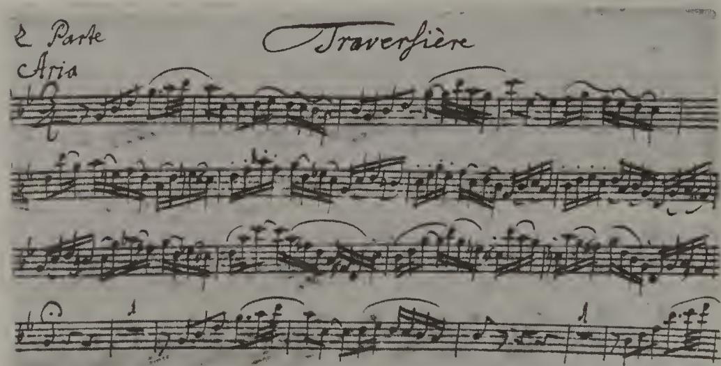 PLATE 38. Anonymous copyist (&ldquo;Anonymous 300&rdquo;) of Carl Philipp Emanuel Bach&rsquo;s circle, with later altered or added articulation markings, Hochschule für Musik, p. 1: BWV 102/5, mm. 1-19: Traversière