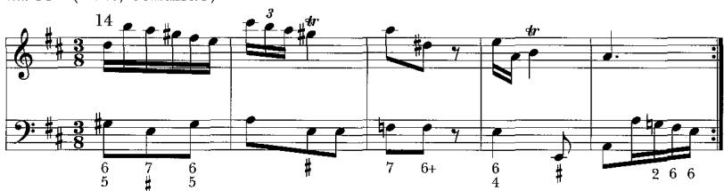 Example 9b. Endings of the first reprise；H. 556 (flute/continuo)
