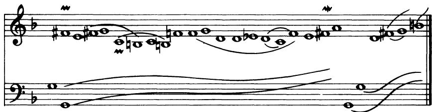 Ex.5 from B/D prelude 5 (end),；They may indicate a sequence of notes in time regardless of the vertical alignment on the page, as in exx. 6 and 7.
