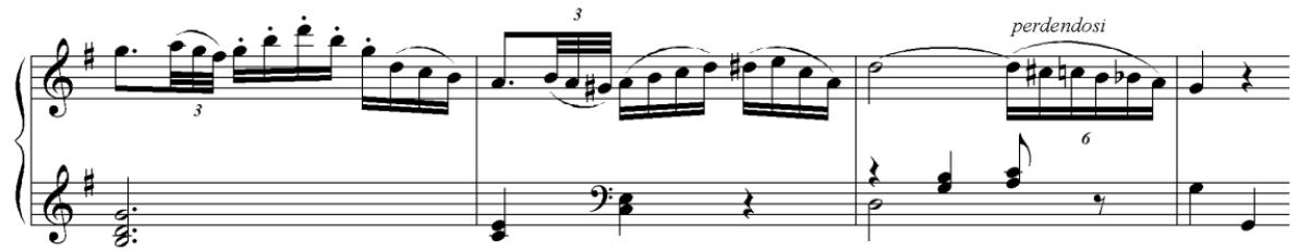 Example 9b: Haydn, Sonata Hob. XVI:34:ii, mm 16-22