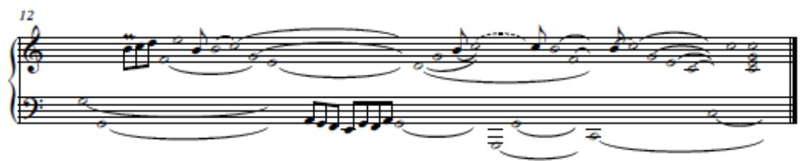 Example 4. Mixed-notation transcription of Louis Couperin, Prelude in C Major. To access a recording of a live performance of this work by the author, given at Churchill College Recital Room, Cambridge on 9 March 2016 and using this transcription, see the online version of this article.