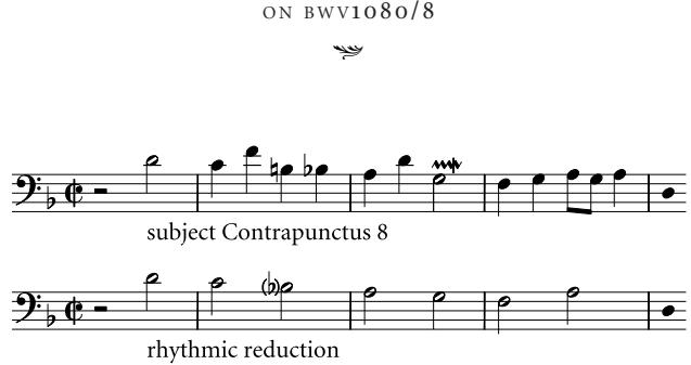 Example 1 Contrapunctus 8, from The Art ofFugue, BWV1080, ed. Davitt Moroney (Munich: Henle, 1989) (all subsequent examples except for Example 8 derive from this source) (a) bars 1–51 (b) rhythmic reduction. Used by permission