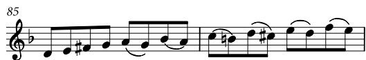 Example 3 Contrapunctus 8, bars 85–86, soprano only